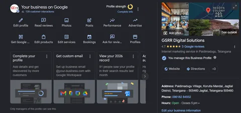 GSRR Digital Solutions Google Business Profile dashboard