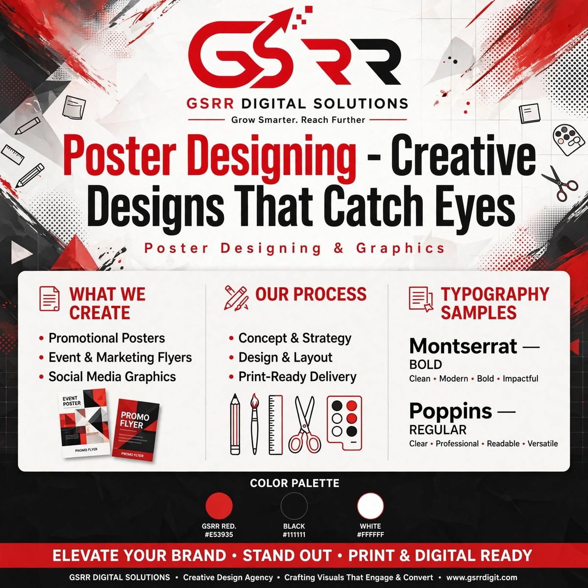 GSRR Digital Solutions poster and graphic designing Hyderabad overview graphic
