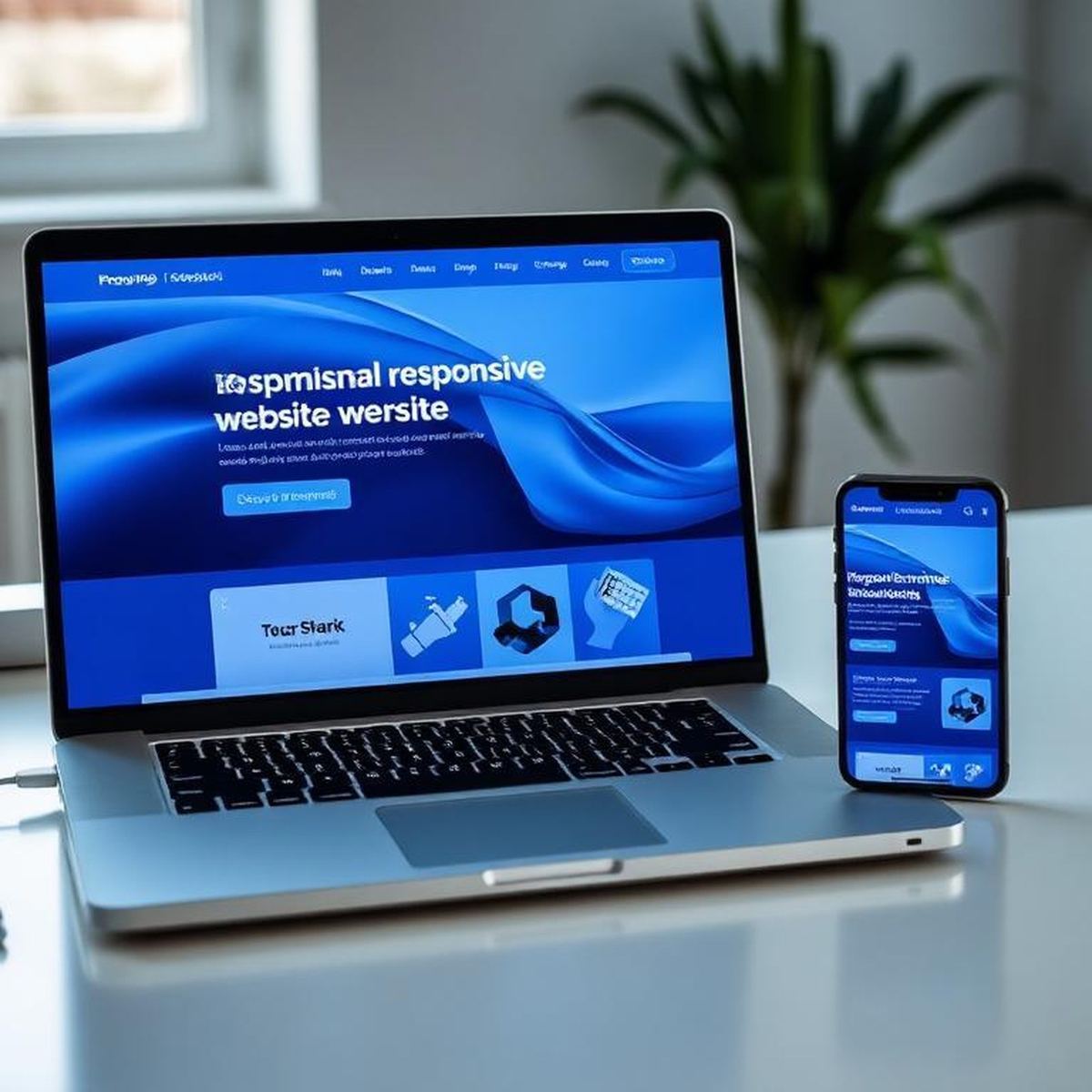 Responsive website design displayed on a laptop and mobile phone