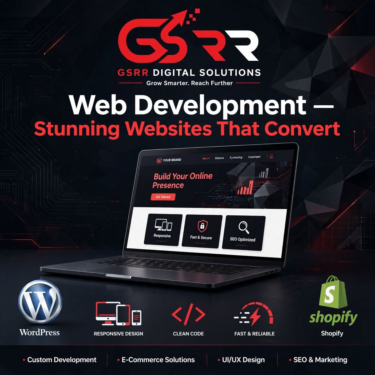 GSRR Digital Solutions website development company Hyderabad overview graphic
